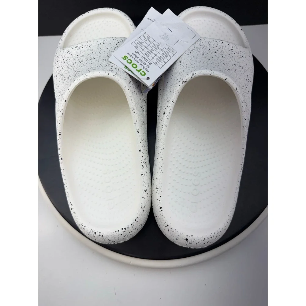 Crocs Mellow Recovery Speckle Slides Mens Size 7 White Slip On Comfort Sandals - Picture 8 of 12